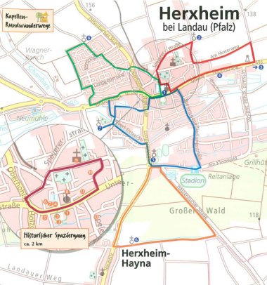 Übersichtsplan des Kapellenrundwanderweges Übersichtsplan des Kapellenrundwanderweges