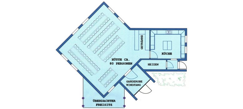 Vereinfachter Grundriss der Grillhütte