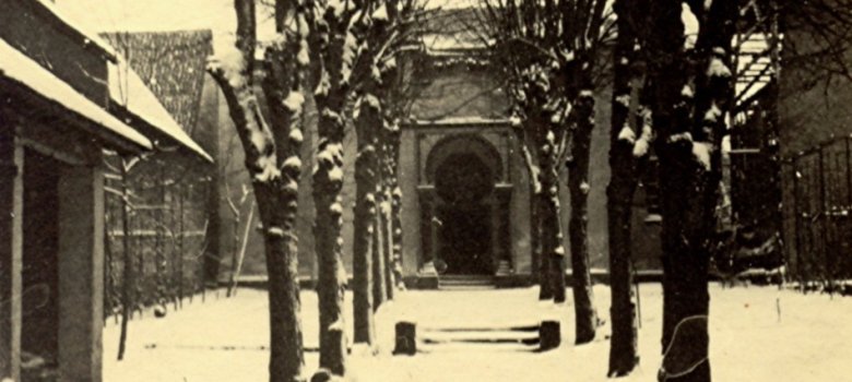 Das einzig verbliebene Foto der Synagoge Herxheim.
